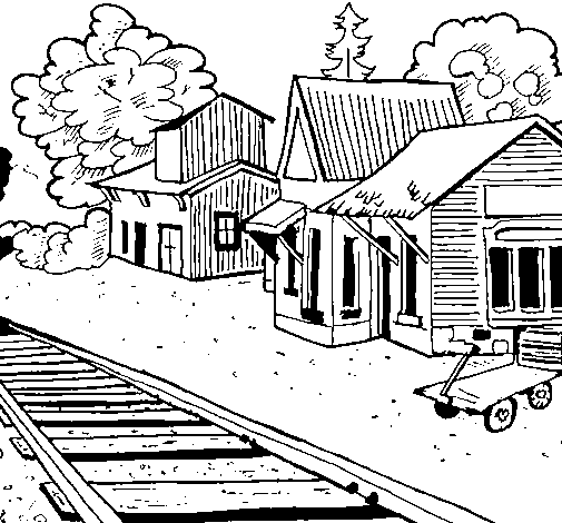 Dibujo de Estación de tren para Colorear - Dibujos.net