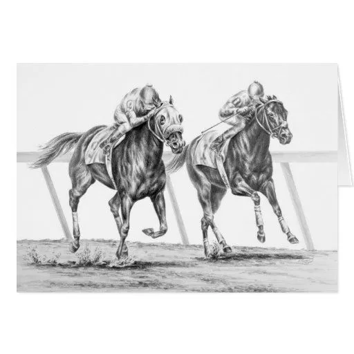 Dibujo excelente de la carrera de caballos por el tarjeta de ...