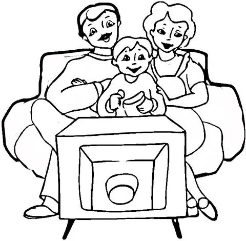 Dibujo de Familia mirando TV para colorear | Dibujos para colorear ...