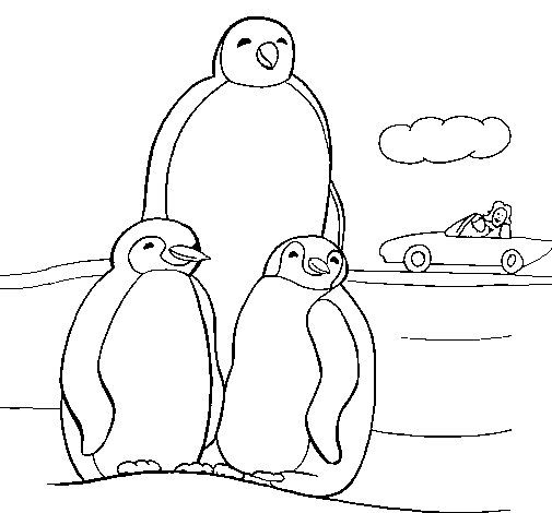 Dibujo de Familia pingüino para Colorear - Dibujos.net