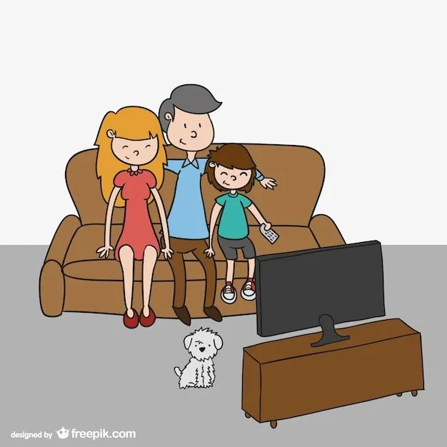 Dibujo de familia viendo la televisión | Descargar Vectores gratis