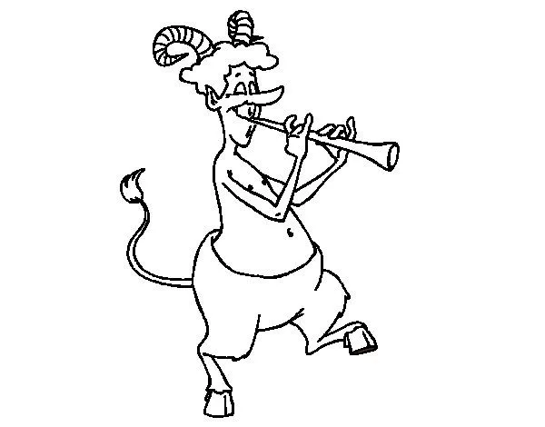 Dibujo de Fauno tocando la flauta para Colorear - Dibujos.net