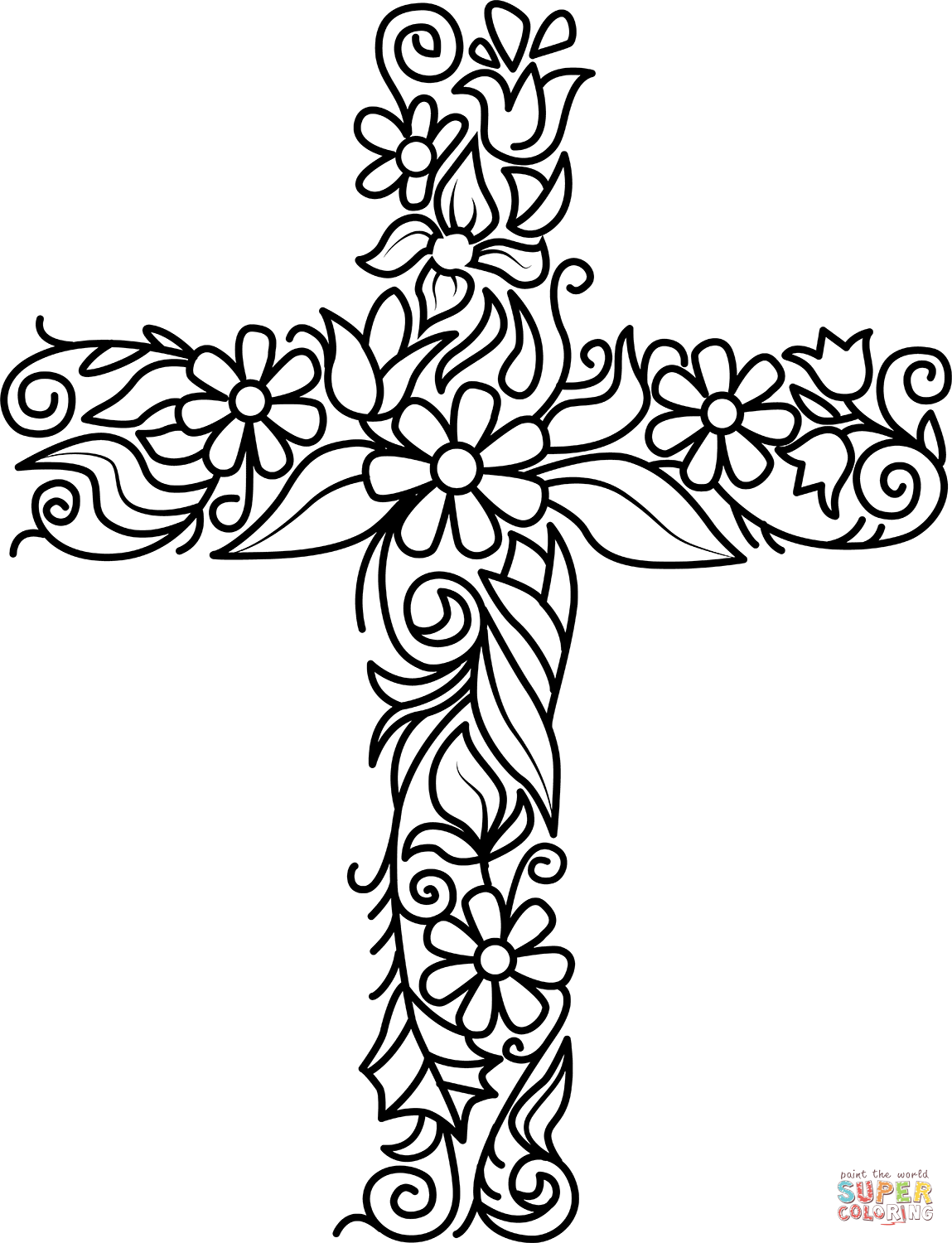 Dibujo de flor cruz de pascua para colorear | Dibujos para colorear  imprimir gratis