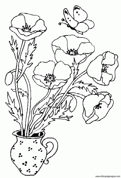 dibujo-flores-amapolas-006 | Dibujos y juegos, para pintar y colorear