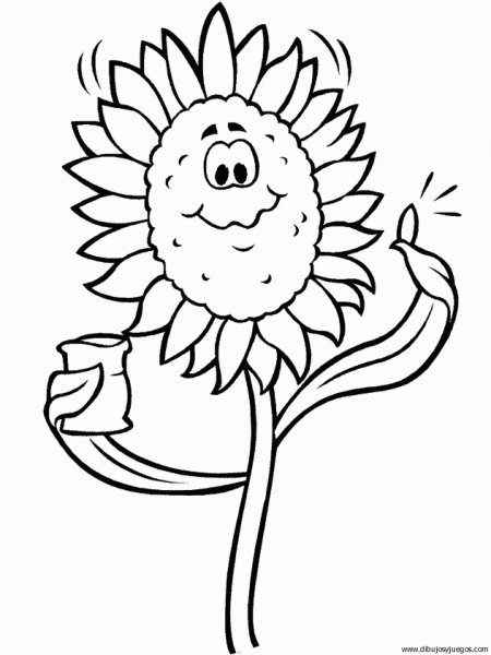dibujo-flores-girasoles-001 | Dibujos y juegos, para pintar y colorear