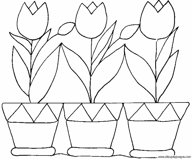 dibujo-flores-tulipanes-016 | Dibujos y juegos, para pintar y colorear