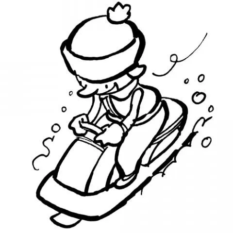 Imprimir dibujos para colorear : Niño en trineo Imprimir dibujos para colorear : Niño en trineo