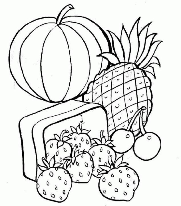 Dibujo de Frutas para colorear. Dibujos infantiles de Frutas ...