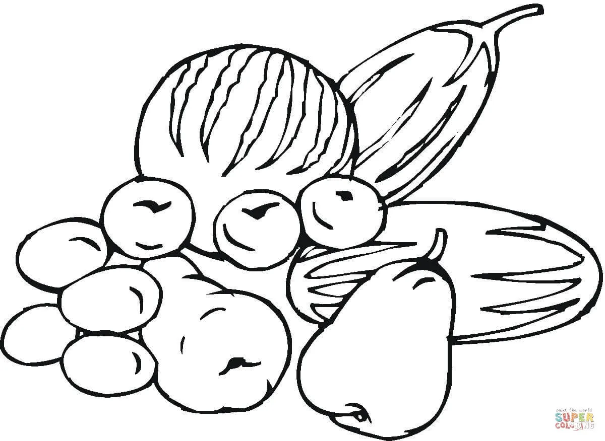 Dibujo de Frutas y vegetales para colorear | Dibujos para colorear imprimir  gratis