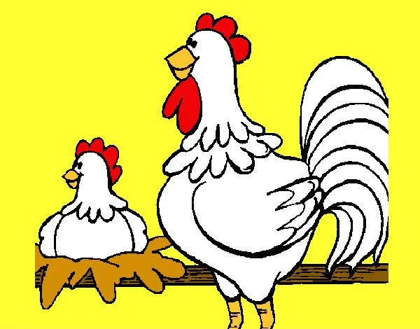 Dibujo de Gallo y gallina pintado por Lamorales en Dibujos.net el ...