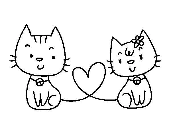 Dibujo de Gatos enamorados para colorear | diseño y moda ...
