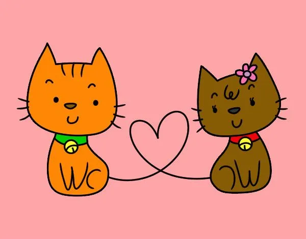 Dibujo de Gatos enamorados pintado por Anjana en Dibujos.net el ...