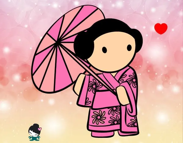Dibujo de Geisha con sombrilla pintado por Amunyan en Dibujos.net ...
