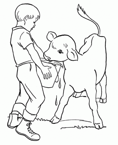 Dibujo de Granjero dando de comer a una vaquilla. Dibujo para ... Dibujo de Granjero dando de comer a una vaquilla. Dibujo para ...