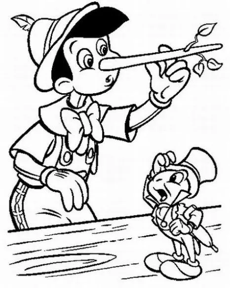 Dibujo de Pinocho y Pepito Grillo. Dibujo para colorear de Pinocho ...
