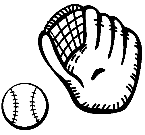 Dibujo de Guante y bola de béisbol para Colorear - Dibujos.net