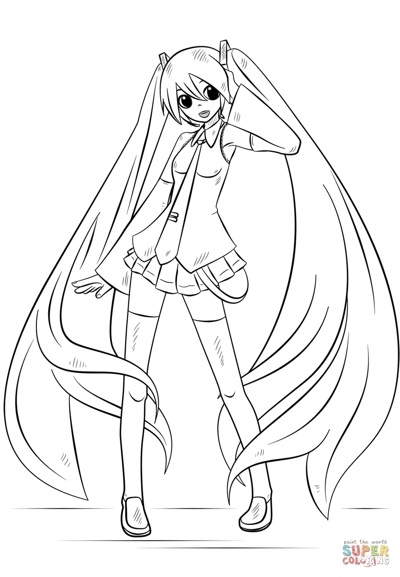 Dibujo de Hatsune Miku para colorear | Dibujos para colorear ... Dibujo de Hatsune Miku para colorear | Dibujos para colorear ...