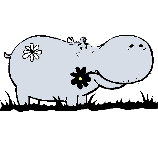 Dibujo de Hipopótamo con flores pintado por Michi44 en Dibujos.net ...