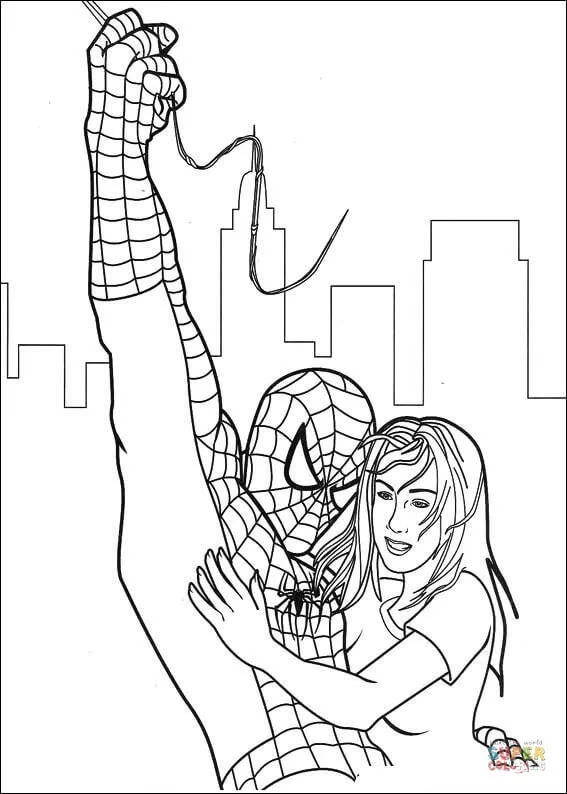 Dibujo de El Hombre Araña ha salvado a Gwen para colorear ...