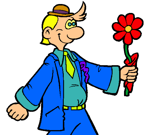 Dibujo de Hombre contento con una flor pintado por Anastacia en ...