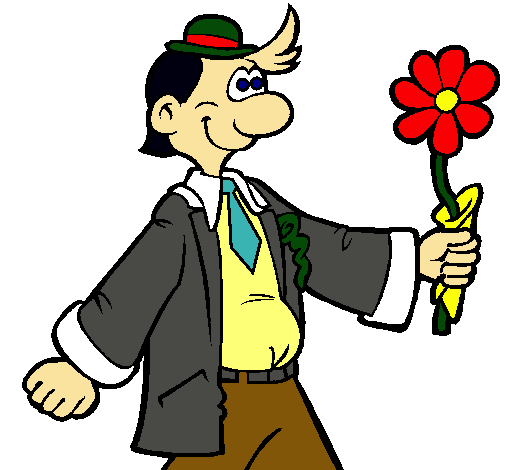 Dibujo de Hombre contento con una flor pintado por Elianet en ...