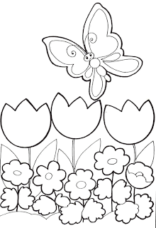 Dibujo para imprimir y colorear! Dibujo de la primavera con flores y ... Dibujo para imprimir y colorear! Dibujo de la primavera con flores y ...