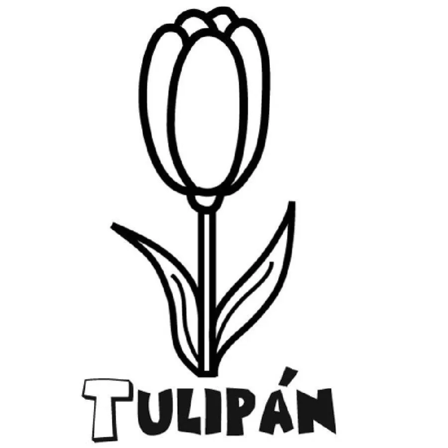 Dibujo para imprimir y colorear de un tulipán