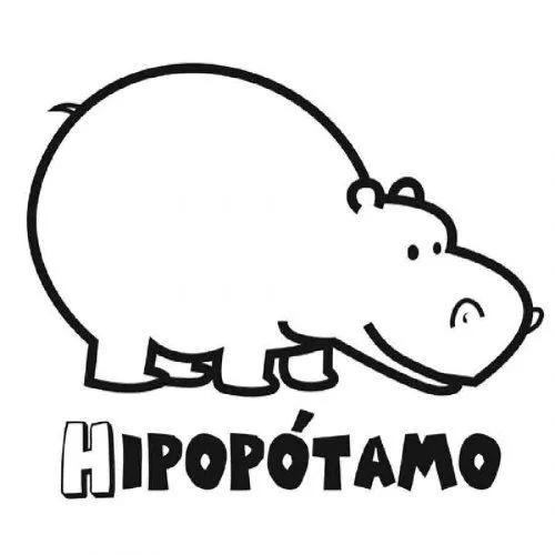 Dibujo infantil de hipopótamo - Dibujos para colorear de animales ...