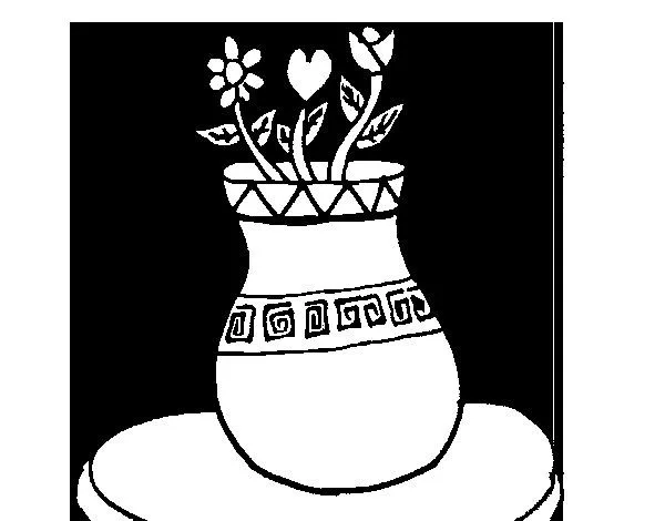 Dibujo de Jarrón con flores para Colorear - Dibujos.net Dibujo de Jarrón con flores para Colorear - Dibujos.net