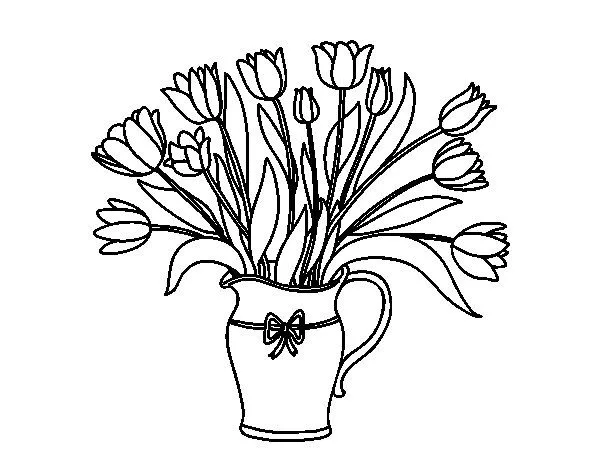Dibujo de Jarrón de tulipanes para Colorear - Dibujos.net