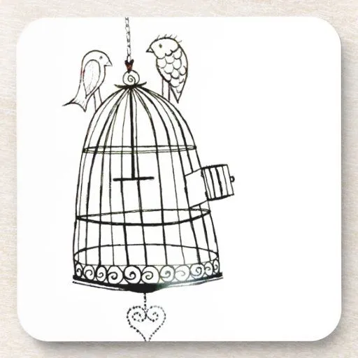 dibujo de la jaula de pájaros posavasos de bebidas | Zazzle dibujo de la jaula de pájaros posavasos de bebidas | Zazzle