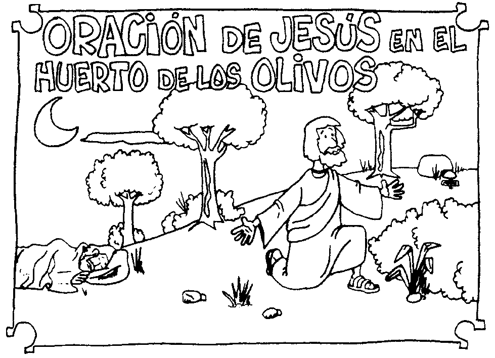 Dibujo de Jesus en el huerto de Los Olivos - Portal Escuela
