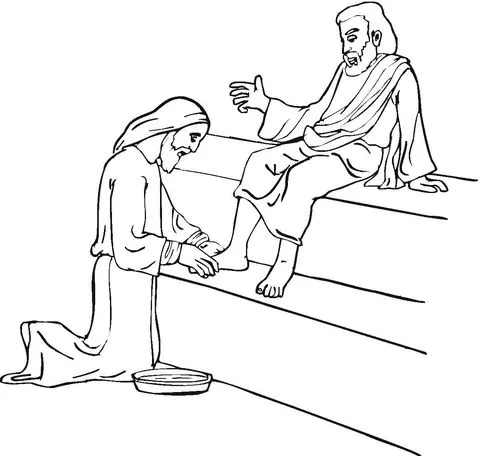 Dibujo de Jesús lavando los pies para colorear | Dibujos para ...