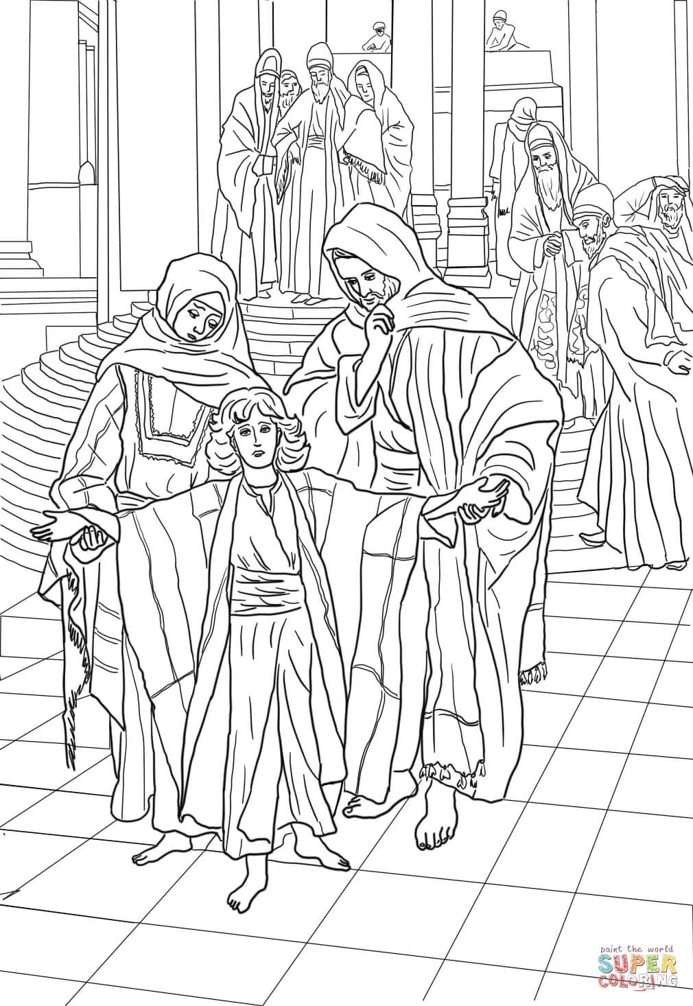 Dibujo de Jesús en el templo a los 12 años para colorear | Dibujos ... Dibujo de Jesús en el templo a los 12 años para colorear | Dibujos ...