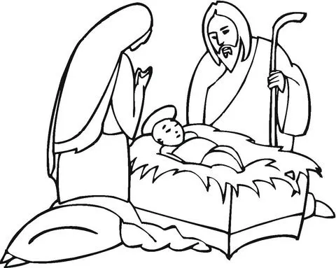 Dibujo de José y María junto al pequeño Jesús para colorear ...