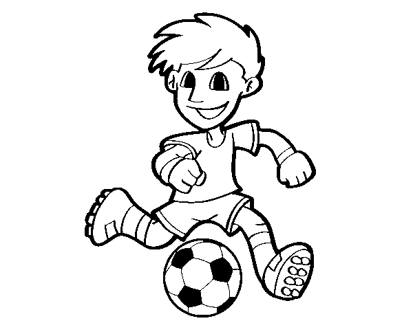 Dibujo de Jugador de fútbol con balón para Colorear - Dibujos.net