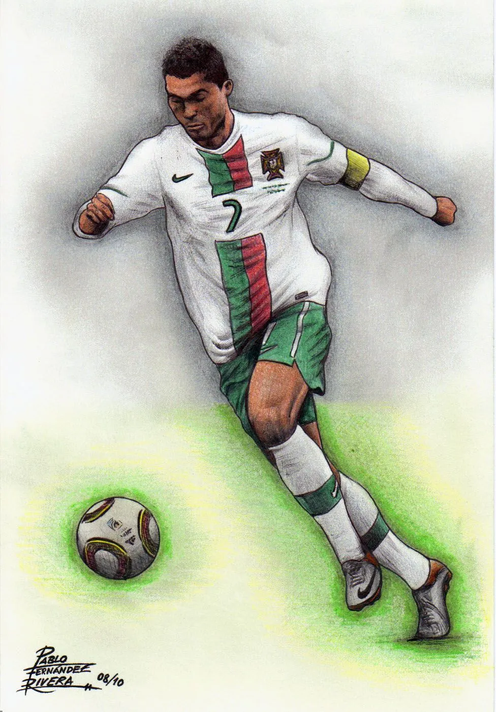 Aqui tenemos un dibujo del jugador de fútbol, Cristiano Ronaldo con ...