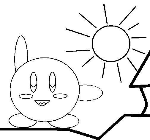 Dibujo de Kirby en un día soleado para Colorear - Dibujos.net