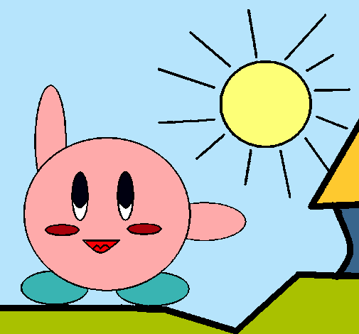 Dibujo de Kirby en un día soleado pintado por Jimena22 en Dibujos ...
