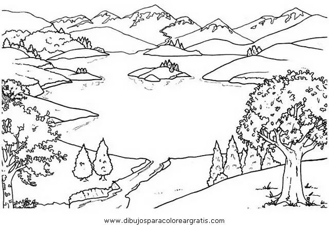 Dibujo de un lago para colorear - Imagui