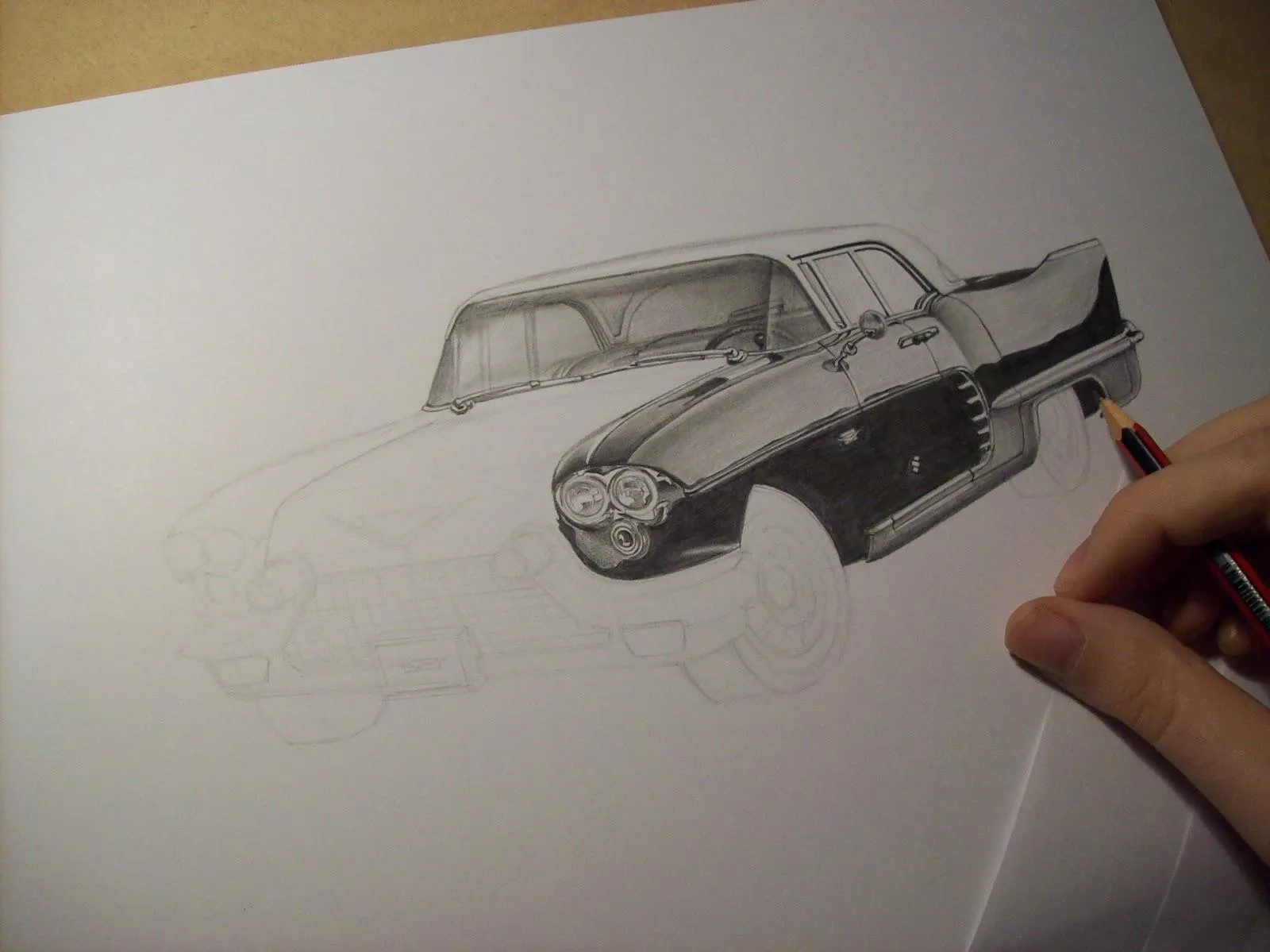 Dibujo a lápiz de auto terminado /Pencil drawing of car finished ...