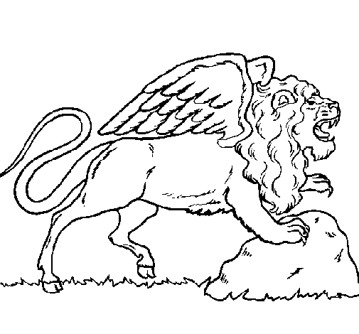 Dibujo de León alado para Colorear - Dibujos.net
