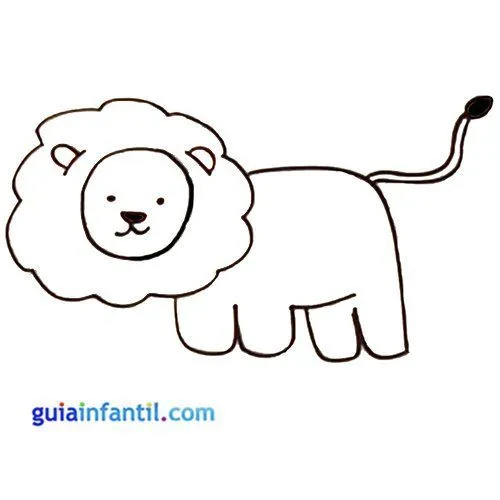 Dibujo de un león para colorear. Animales de la selva para niños ...