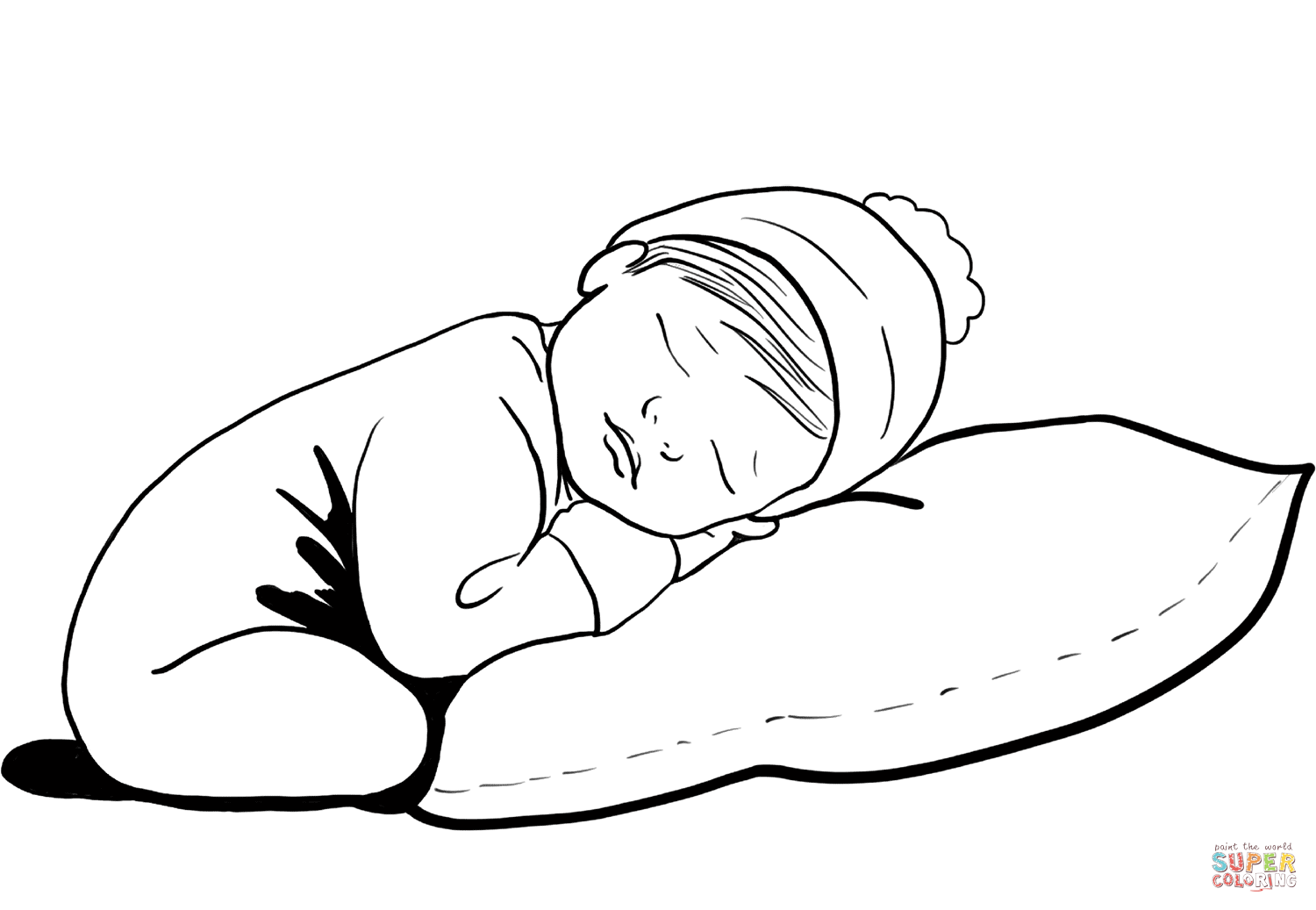 Dibujo de lindo bebe durmiendo para colorear | Dibujos para colorear  imprimir gratis