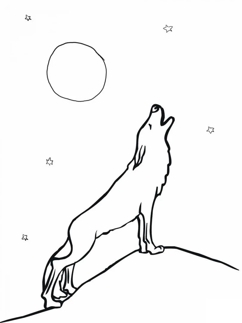 Dibujo de lobo aullando a la luna :: Imágenes y fotos Dibujo de lobo aullando a la luna :: Imágenes y fotos