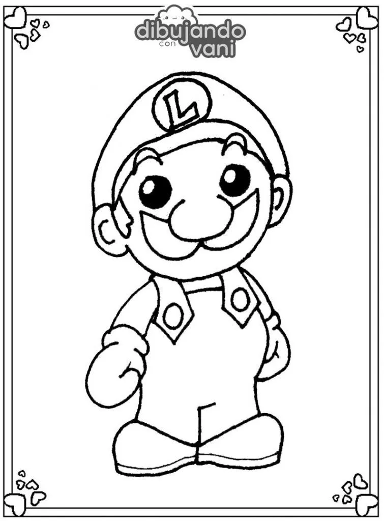 Dibujo de Luigi para imprimir y colorear - Dibujando con Vani