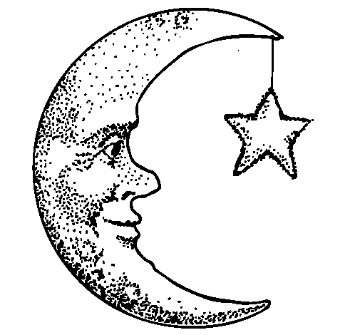 Dibujo de Luna y estrella para Colorear - Dibujos.net
