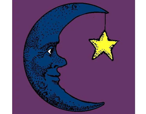 Dibujo de Luna y estrella pintado por Dafne123 en Dibujos.net el ...