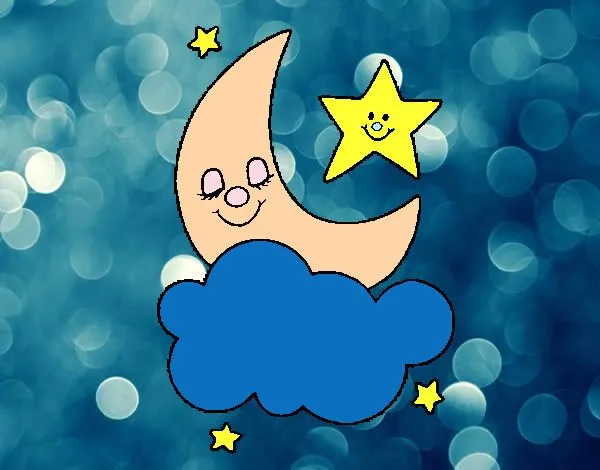 Dibujo de La luna y las estrellas pintado por Yolki en Dibujos.net ...