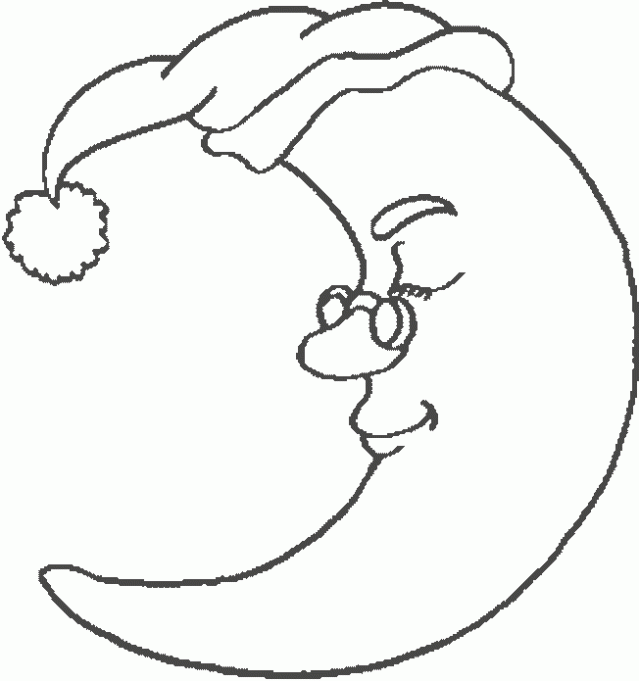 Dibujo de Luna navideña. Dibujo para colorear de Luna navideña ...